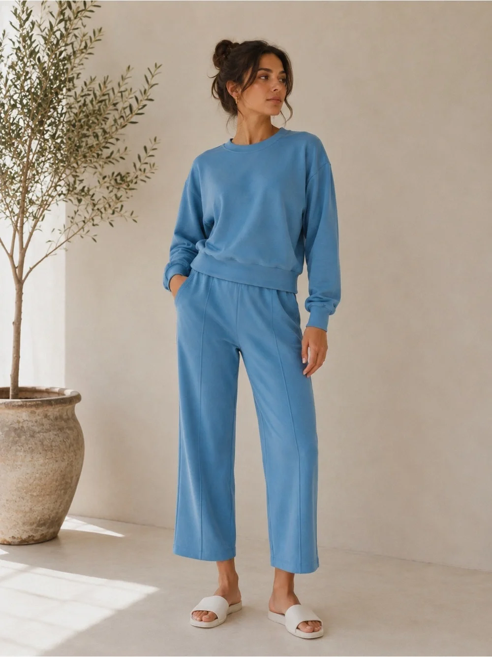 Lululemon Softstreme Set High Rise Straight Cropped Leg Pant + Top in Blue